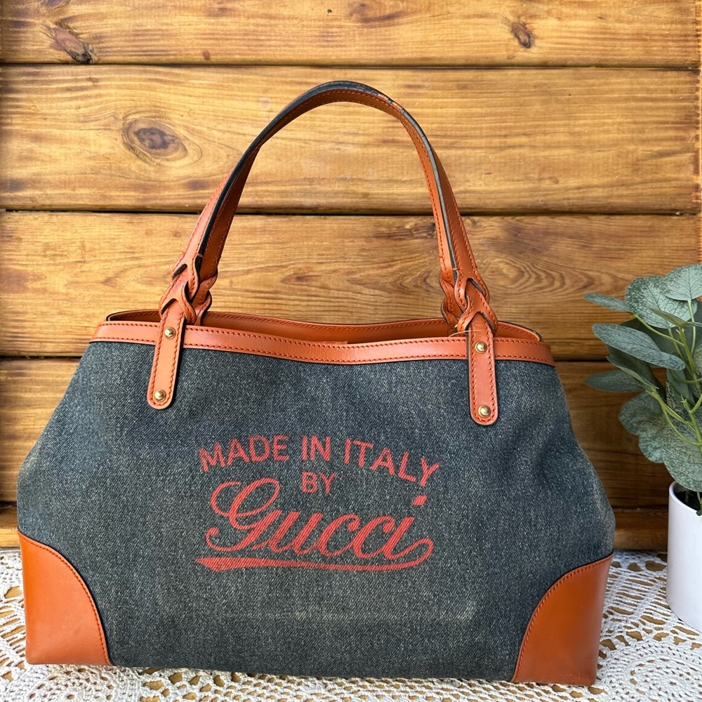 Gucci Craft Denim Tote Bag